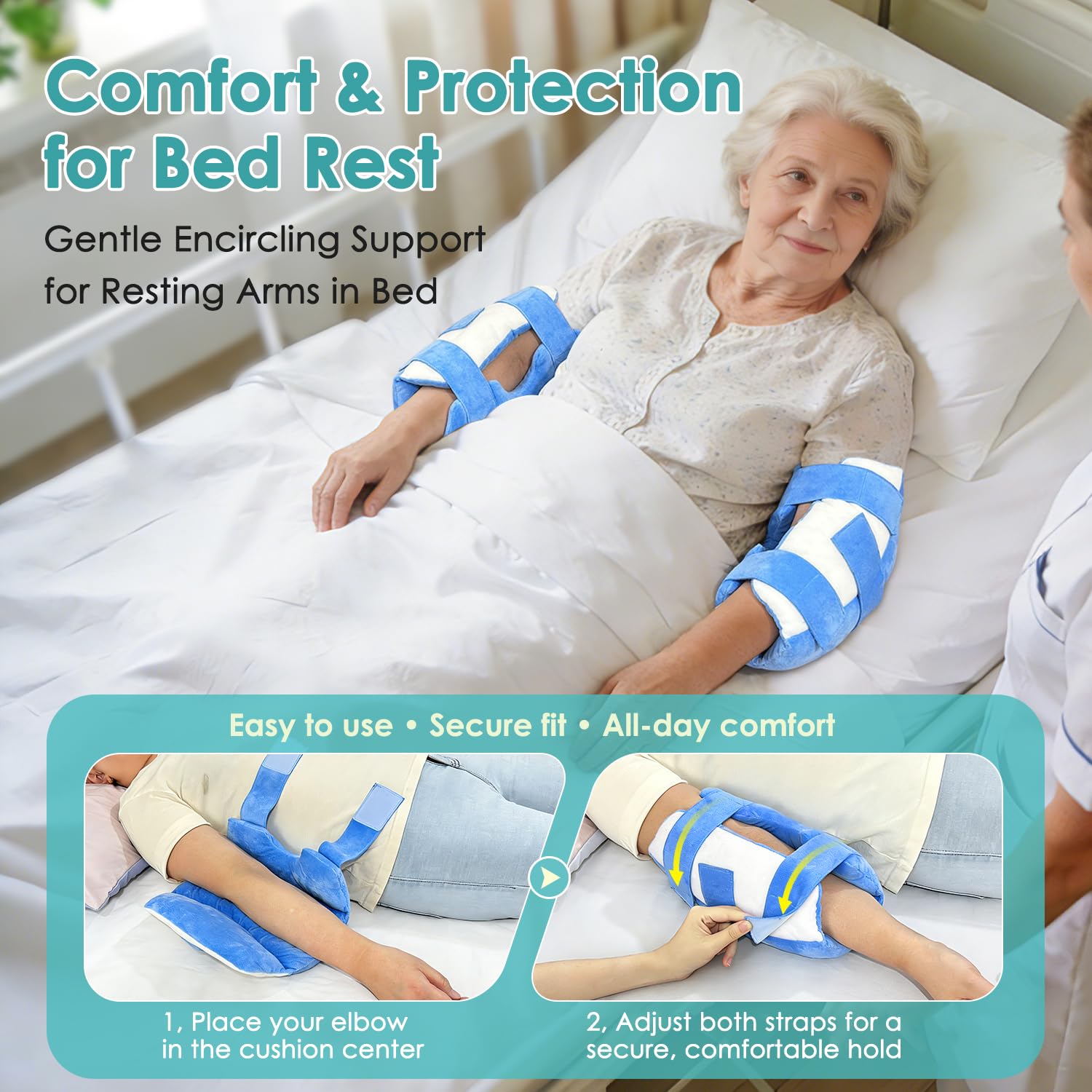 Elbow Protectors for Elderly, Ulnar Nerve Pain Relief Soft Elbow Pads for Wheelchair & Bedridden Patients, Pressure Ulcer Prevention Arm Pillow for Sleeping & Surgery Recovery Support Cushion (1 Pair)