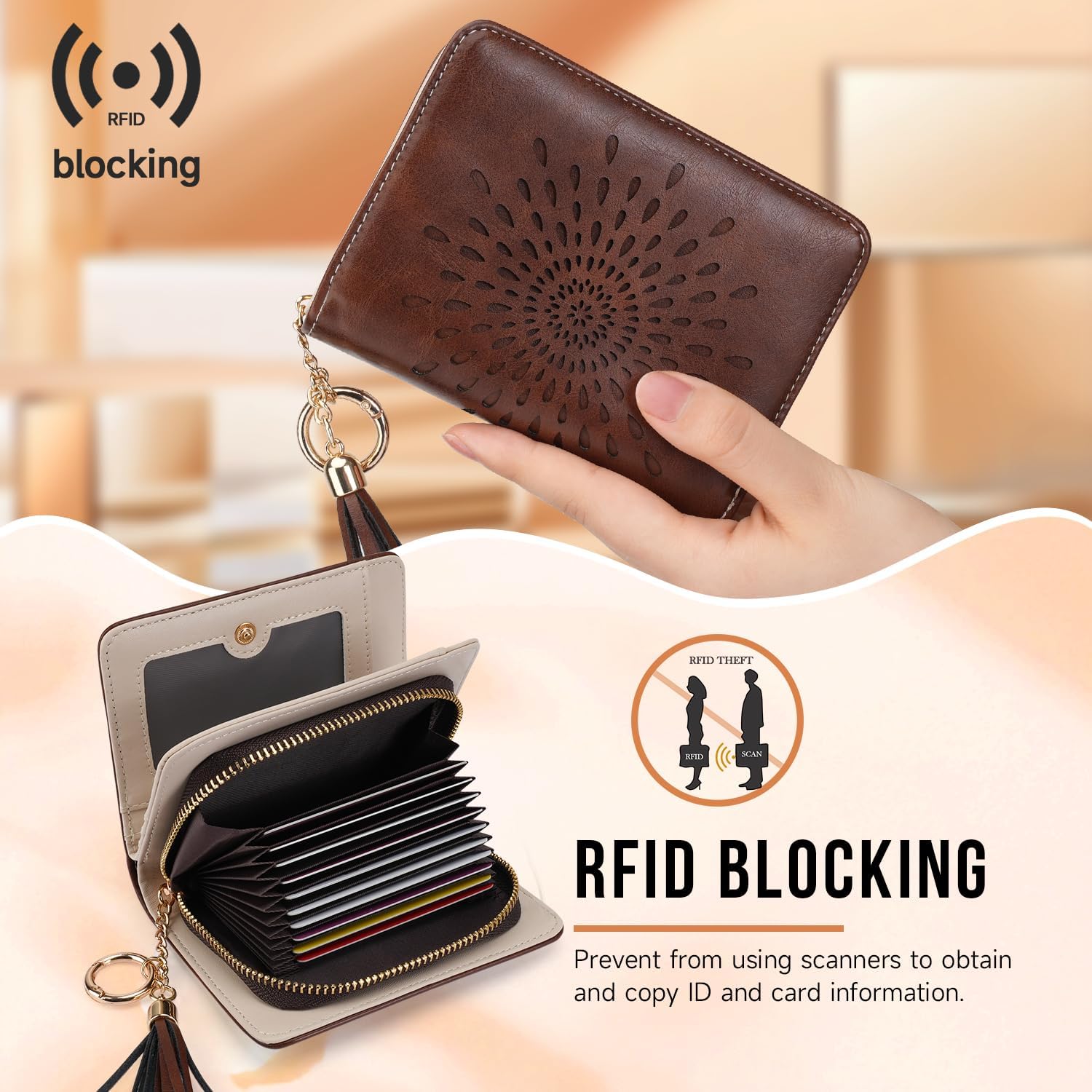 APHISON RFID Small Wallets for Women Ultra PU leather Card Holder Bifold Womens Ladies Wallet Zipper Coin Pocket - Image 2
