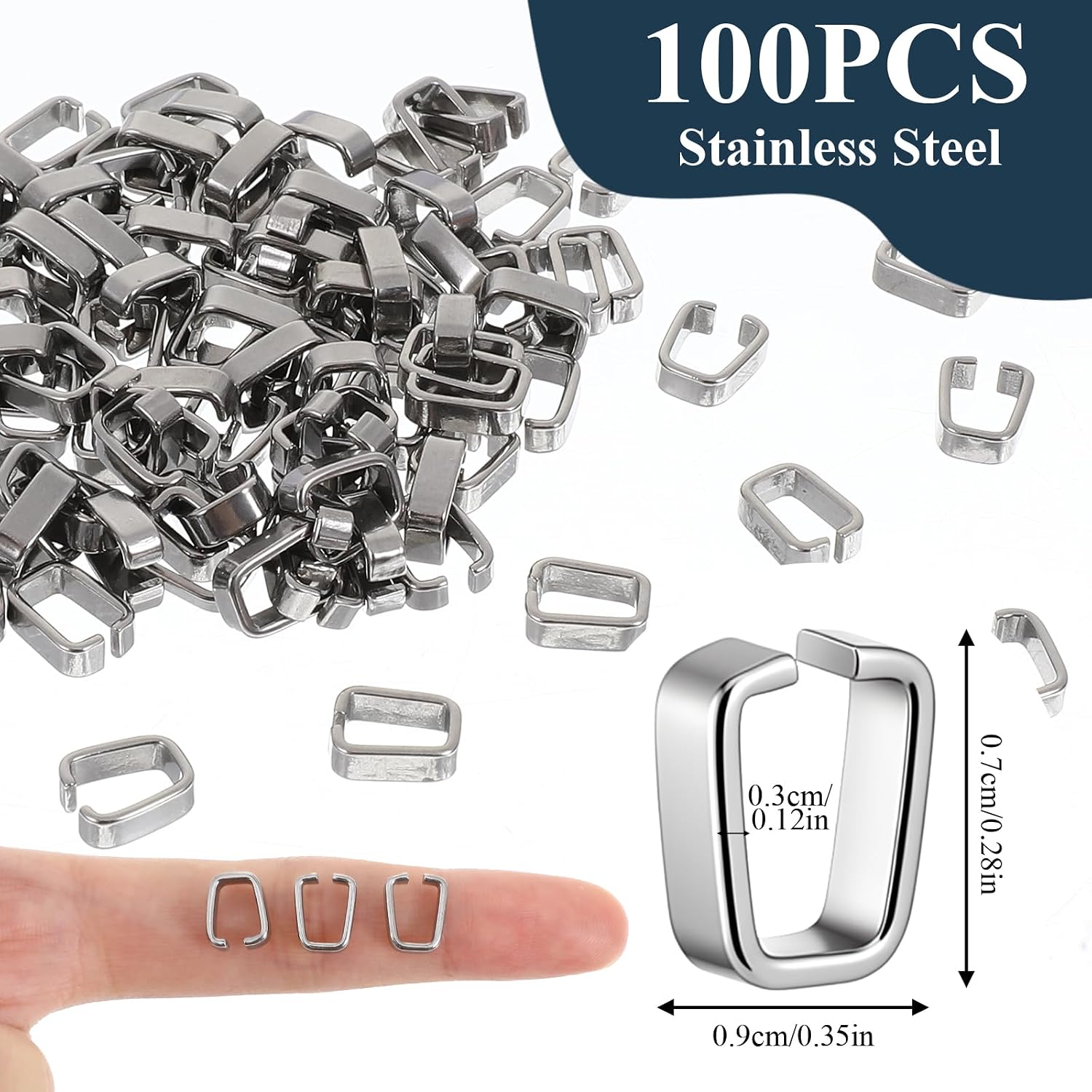 100PCS Necklace Pendant Clasp 0.35in Pendant Clasp for Necklace image 2