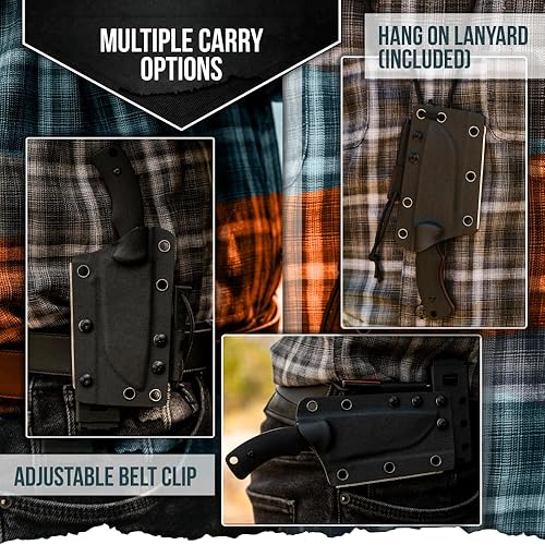 Miniatura 2 de Cuchillo de supervivencia  Cuchillo de cuello Bushcraft para hombre, juego de regalo de hoja fija, hoja EDC D2 de espiga completa, mango