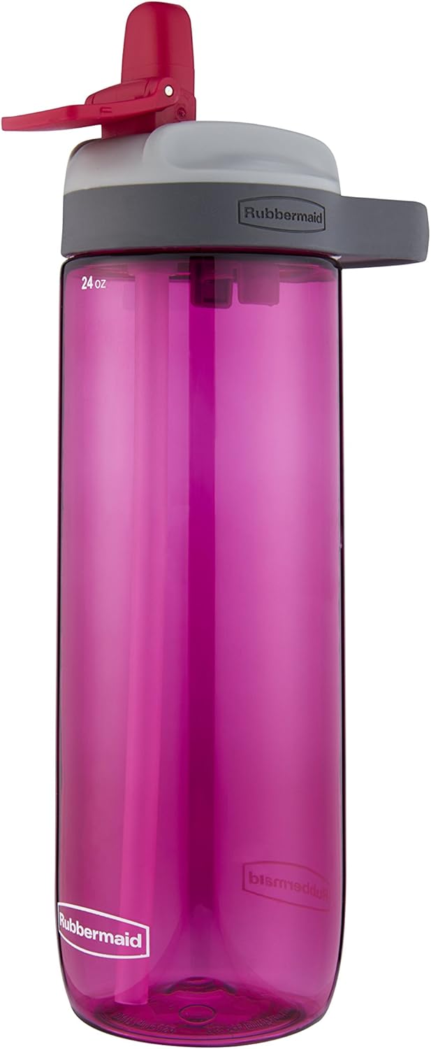 Rubbermaid Leak-Proof Sip Water Bottle, 24 oz, Tart Pink