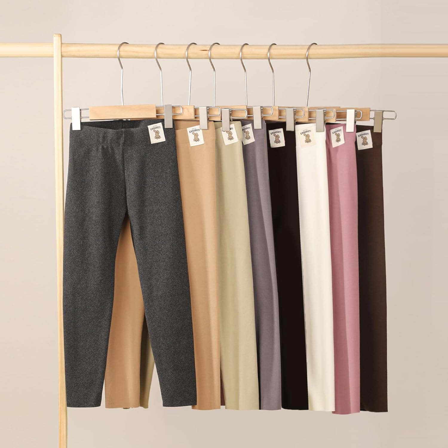 8 Pack Girls Leggings Yoga Pants for Girls Full Length Stretchy Pants Toddler Kids Solid Basic Leggings - Image 3