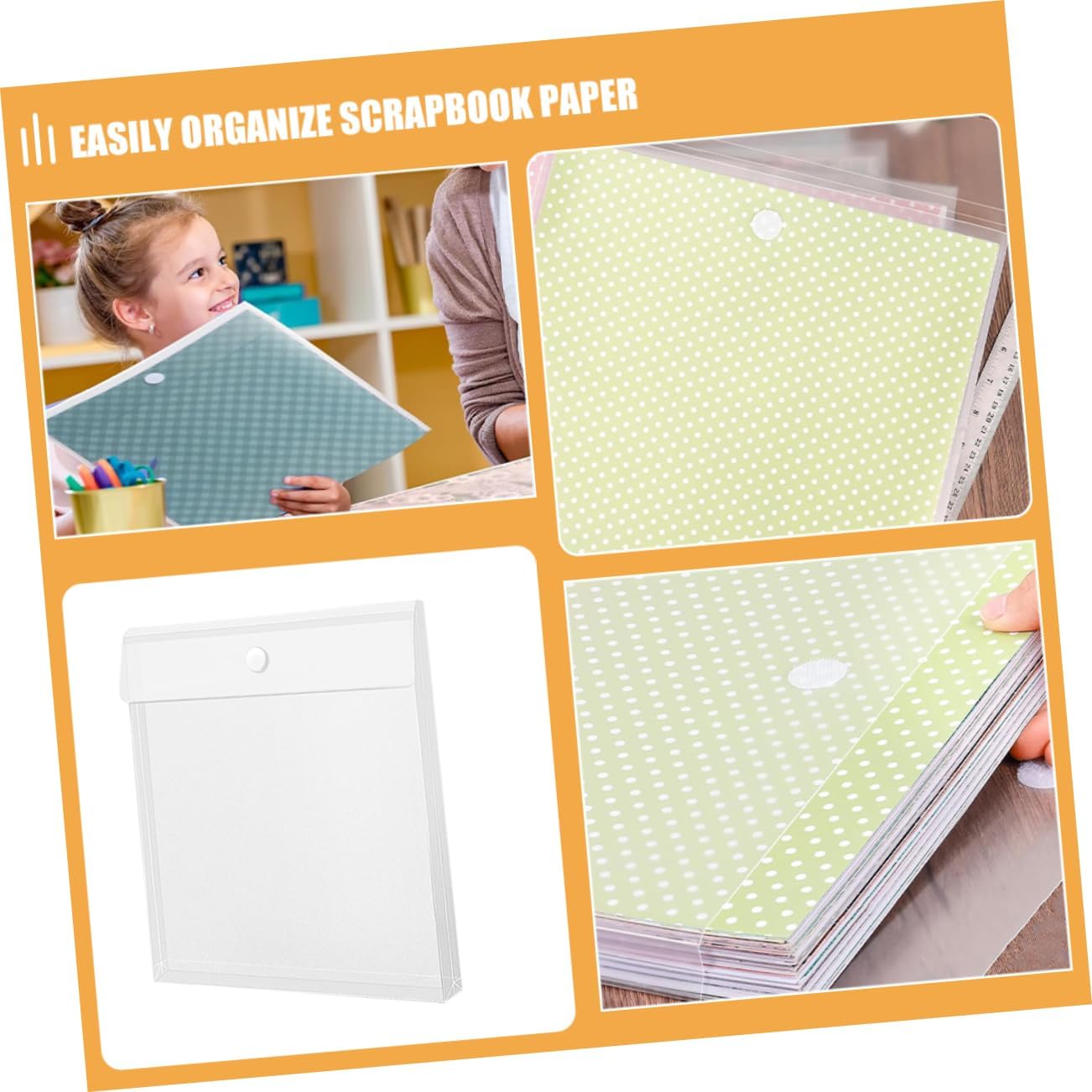 12pcs Organizer Storage Bag for Scrapbook Paper Vinyl Photos Documents Plastic Pp Material Versatile Use