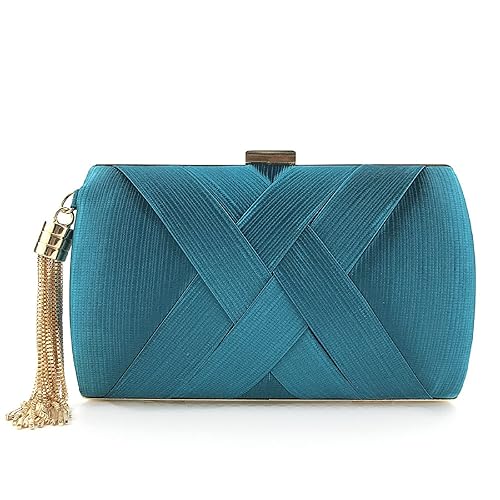 Women's Elegant Tassel Pendant Silk Evening Bag Clutch Purse for