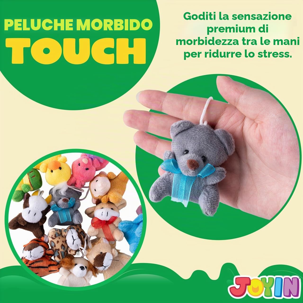 JOYIN 12 Pack casuale Mini Animal Plush Toy Assortment 6,3-7,6 centimetri ciascuno Bulk animali farciti per bambini, piccoli animali peluche portachiavi decorazione, festa di Pasqua Favori