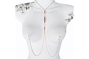Valentine's Day Nipple Nooses: Gold Necklace with Red Jade Gemstones