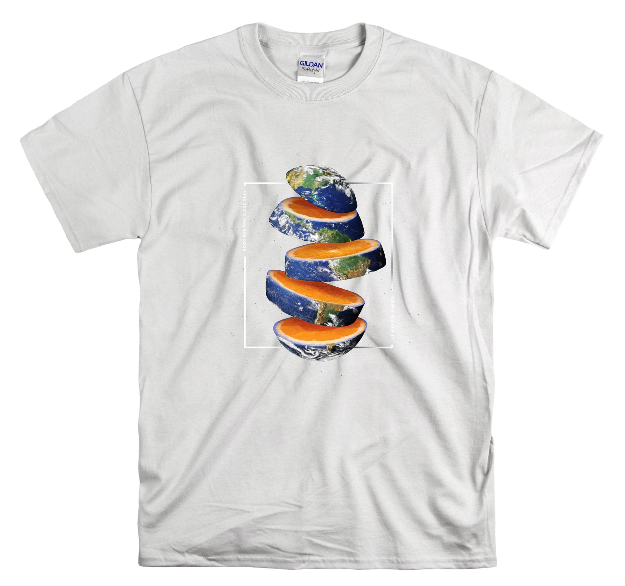 T-shirt Orange Earth en blanc unisexe S avec impression premium