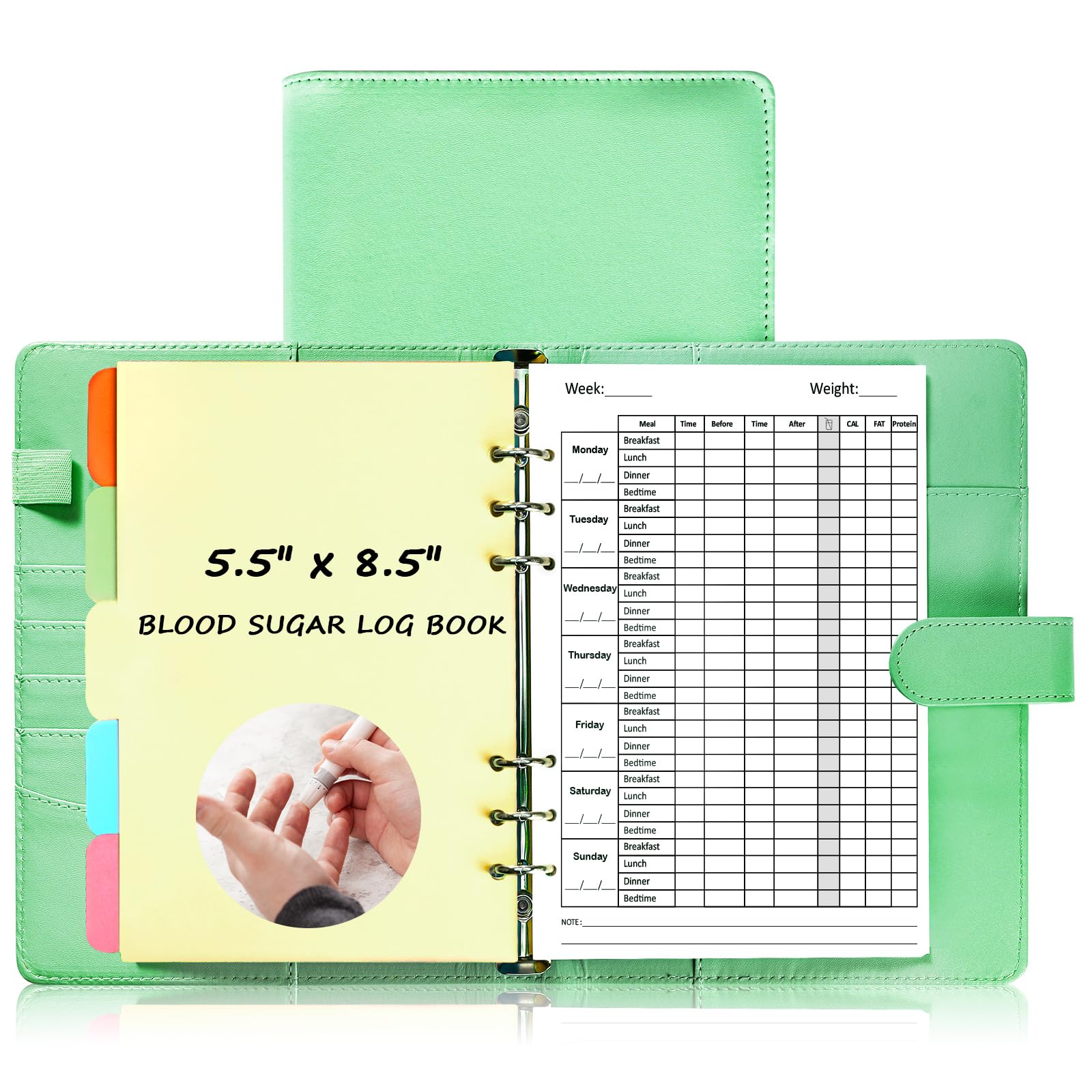 Diabetes Log Book A5 Daily Diabetic Glucose Diary Blood Sugar Journal Loose-leaf Log Book Diabetes Tracking Journal Blood Sugar Record Book Self Test