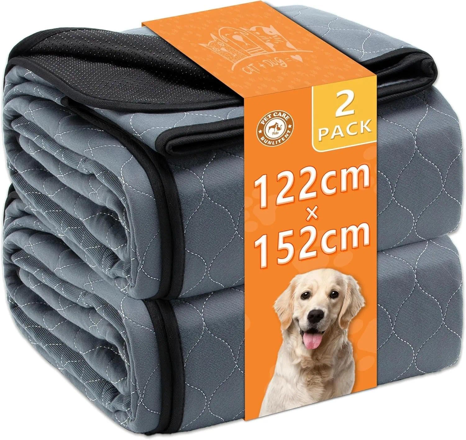 Bunlitent PIPI - Set di 5 tappetini lavabili per cani, impermeabili, 122 x 152 cm | Tappetino riutilizzabile per cani incontinenti, lavabile e ad assorbimento rapido