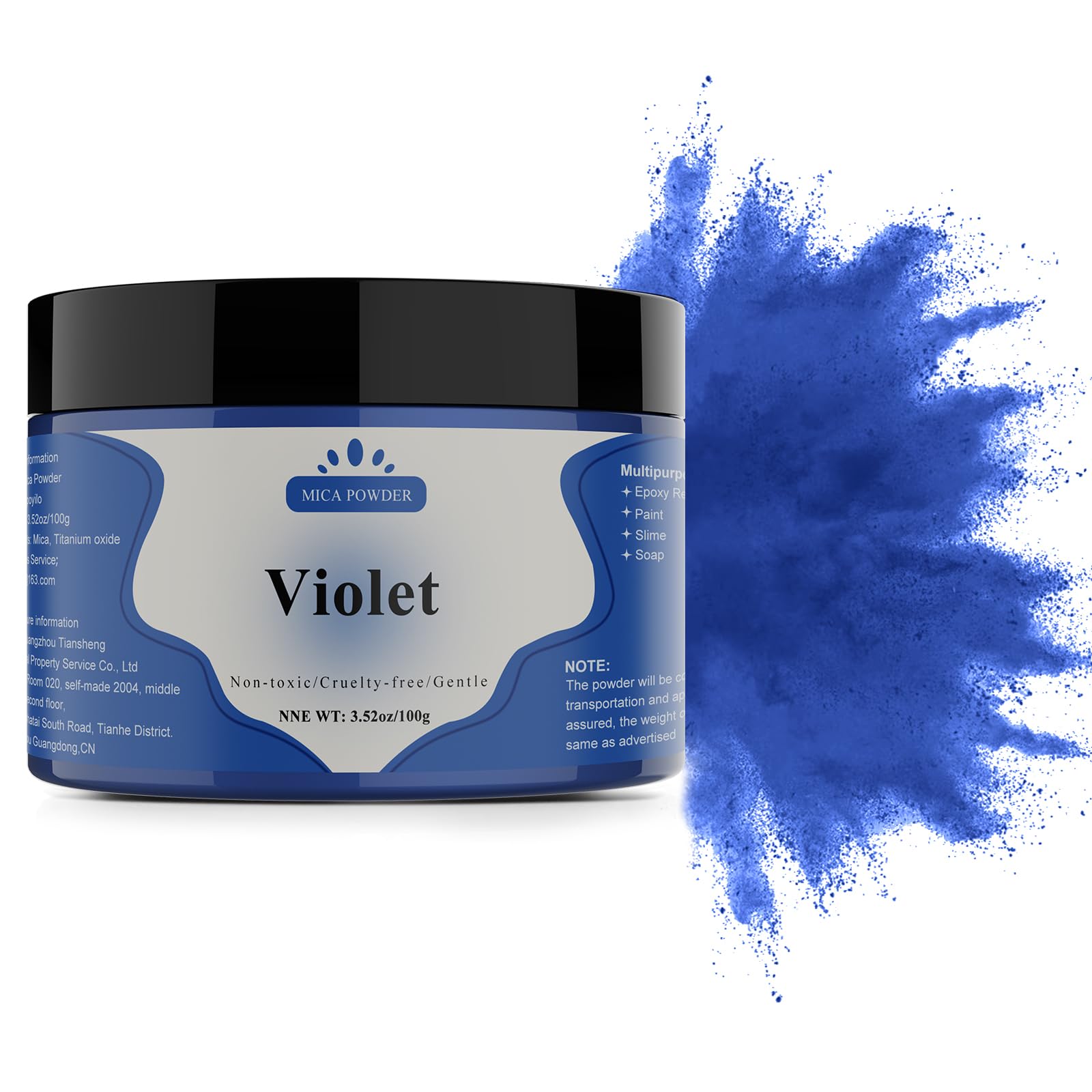 Mica Powder - 100g Mica Powder for Epoxy Resin - Metallic Color Pigment for Resin, Soap, Bath Bombs, Eye Shadow, Nails, DIY Crafting Projects etc. (Violet)