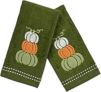 Vista 17 de Serafina Home Toallas decorativas para decoración de otoño: nueces bordadas sobre hojas de bellotas de otoño en naranja felpa, juego de 2 piezas, 11