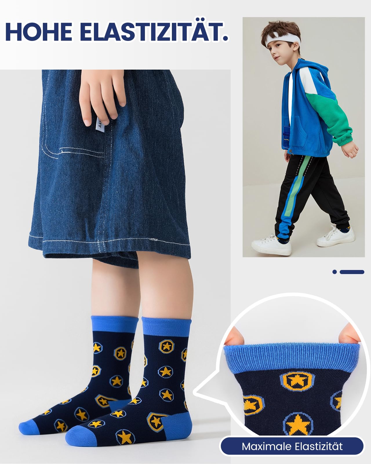 Kyopp 10 Paar Socken Kinder Mädchen und Jungen Klassisch Socken Lustig Cotton Socken Crew Socks Winter/Sommer