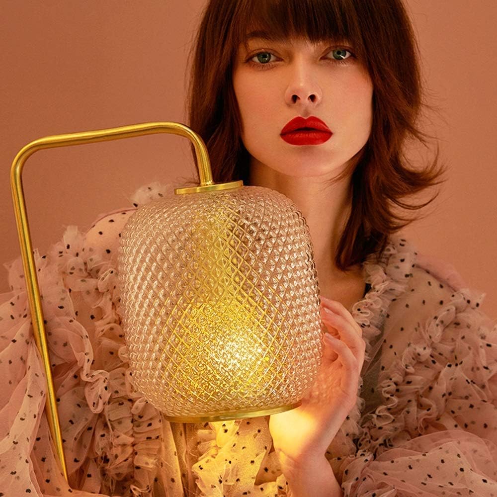 Table Lamp American Retro Nordic Light Luxury Glass Desk Lamp Bedroom Living Room New Chinese Creative Personality Bedside Light Simple Ceramic Table lamp