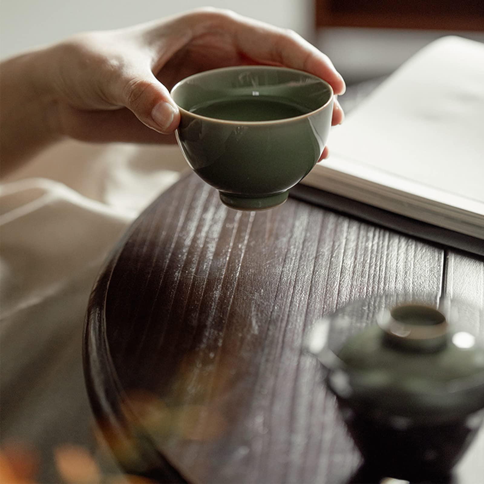 Juego de tetera de cerámica de viaje, juego de té chino Kung Fu con infusor de té, 1 tetera y 1 taza de té con una bolsa de viaje portátil, C