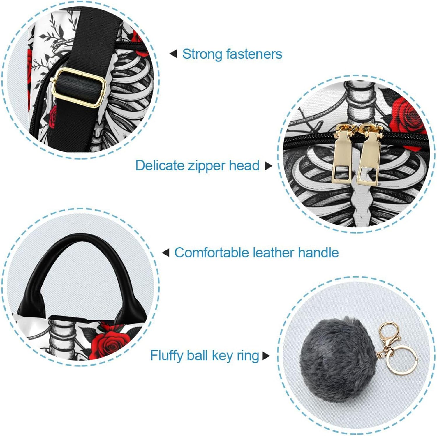 ALAZA Skull Skeleton Backpack Purse for Women Anti Theft Travel Bag Fashion Back Pack Shoulder Bag Handbag - Image 6