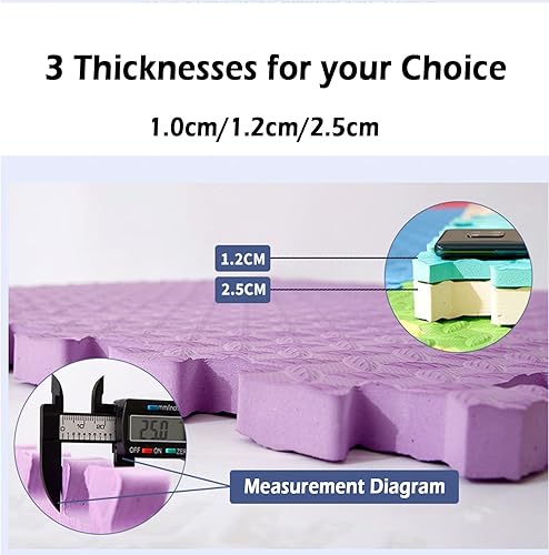 Miniatura 6 de HSYFdy Tapete de juego de espuma EVA con bordes, azulejos suaves entrelazados, tapete de juego de rompecabezas, antideslizante, portátil, tapete de