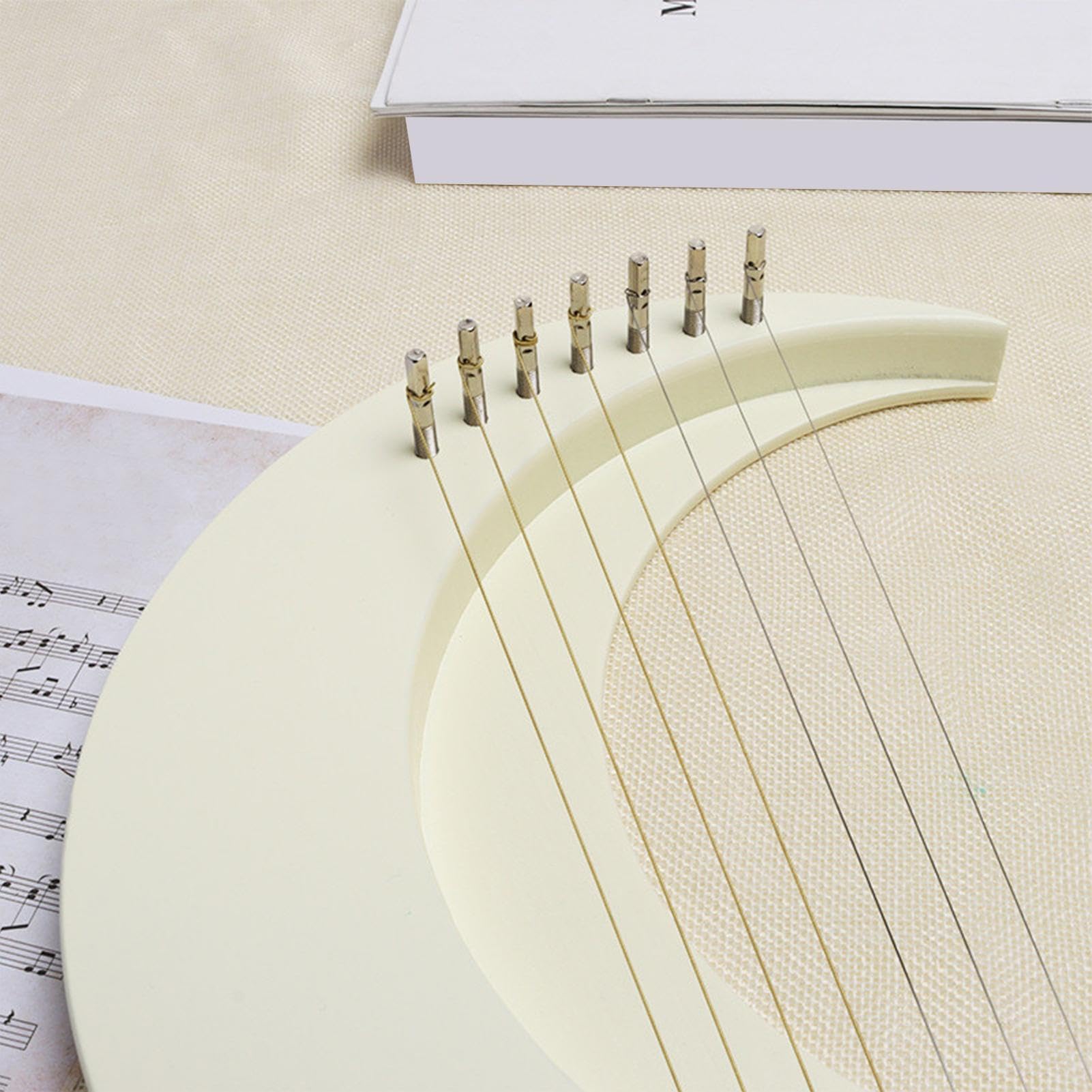 Teksome Lyra-Harfe-Musikinstrument, Lyra-Harfe | Hölzerne Mond-Lyra-Harfe | 7-saitiges Lyre-Klavier | Tragbares Musikinstrument, harfeninstrument für Musikliebhaber und Kinder