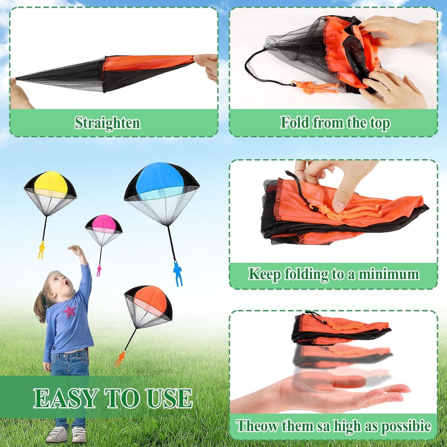 Juguete de Paracaídas, 12 Piezas Mini Paracaidas Infantil Multicolor, Paracaidista de Juguete de Lanzar a Mano, Juegos Aire Libre Juegos Jardin para Niños, Regalo Cumpleaños Juego Niño - 5