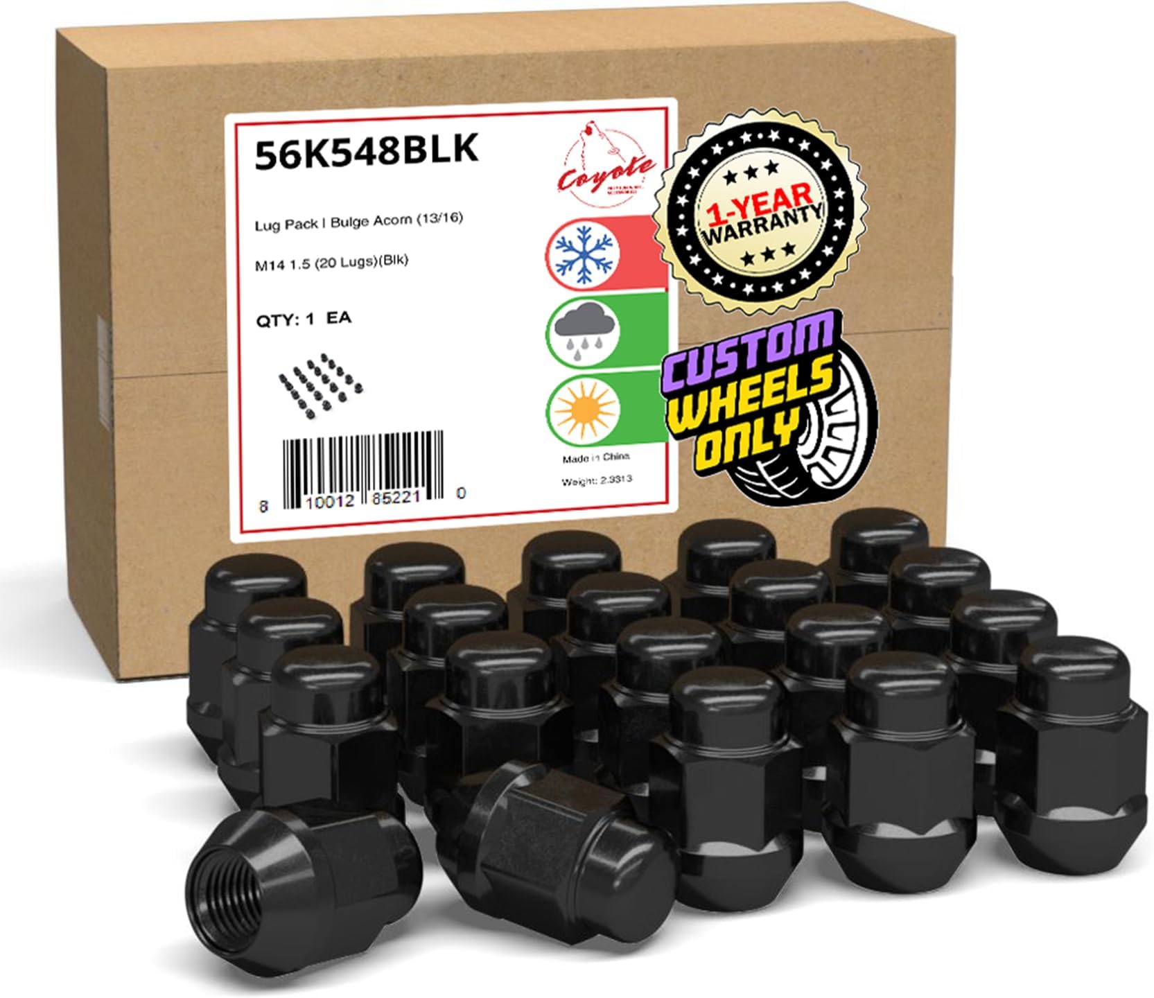Black Hex Lug Kit