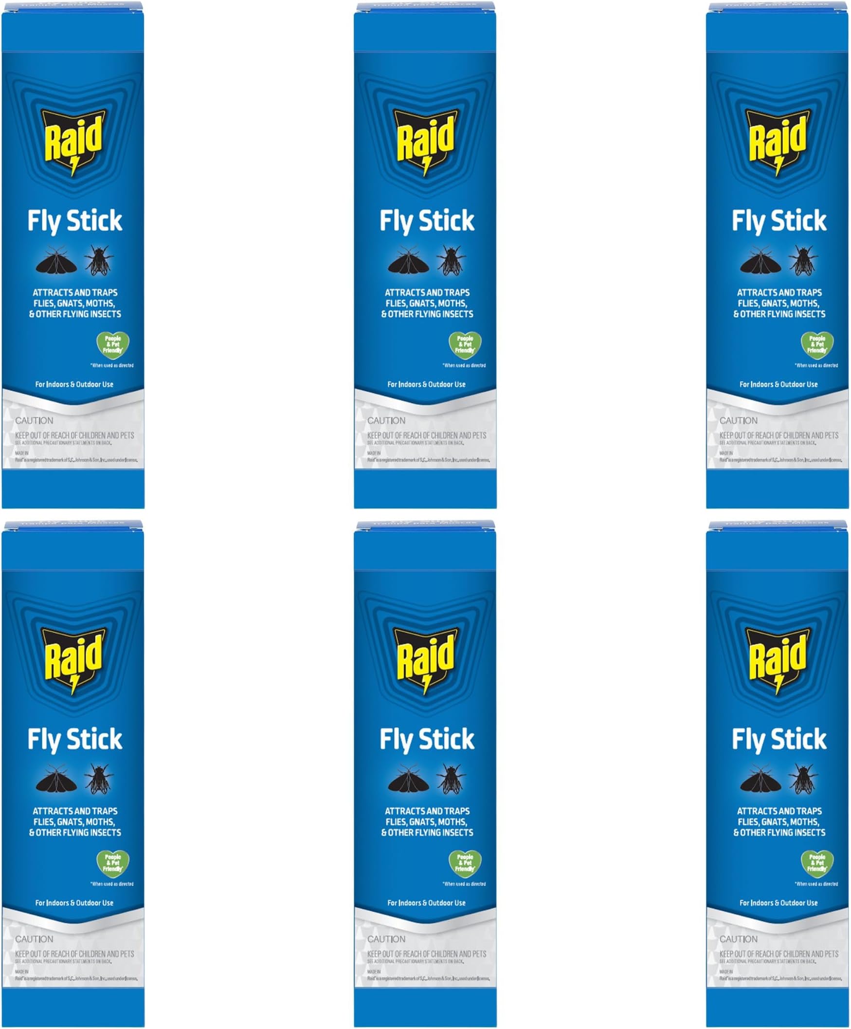 Raid Fly Stick, Pack of 6, Each Trap Catches up to 150 Flies, Indoor and Outdoor Use