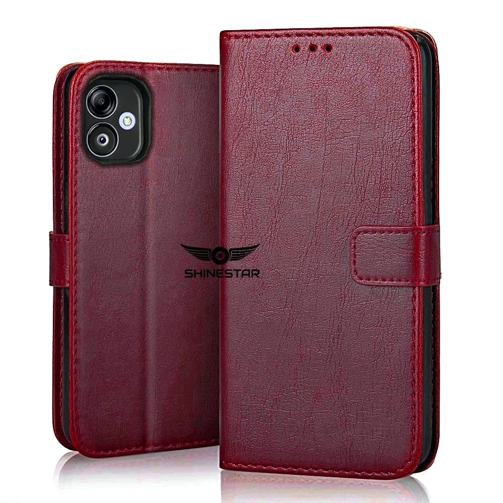 SHINESTAR Samsung Galaxy M04 / F04 / A04E Flip Back Cover | PU Leather Flip Cover Wallet Case with TPU Silicone Case Back Cover for Samsung Galaxy M04 / F04 / A04E - Blood Red (B0CQGD4RLD) Amazon Price History, Amazon Price Tracker