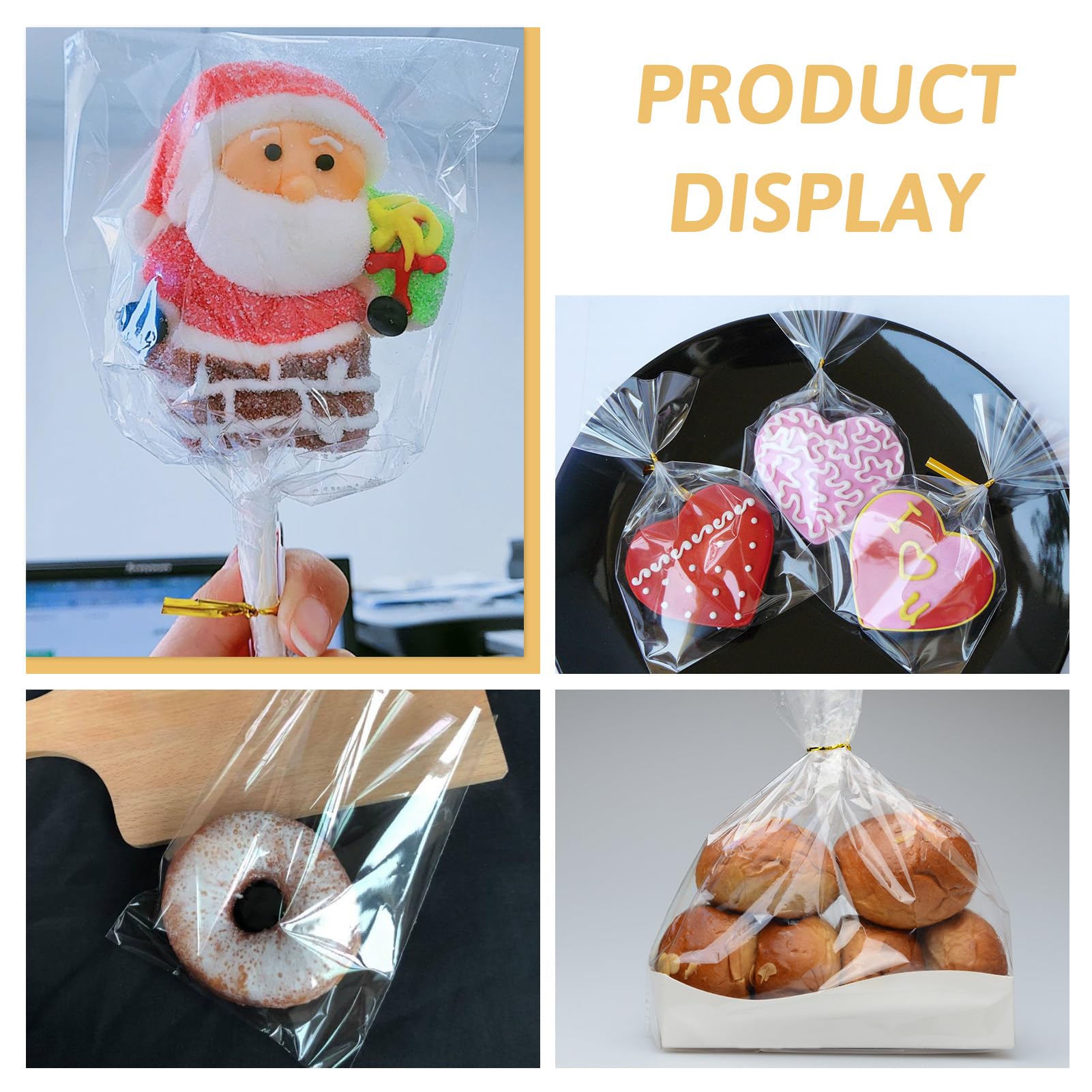 200 Pezzi Sacchetti Trasparente Cellophane Plastica, Sacchetti per