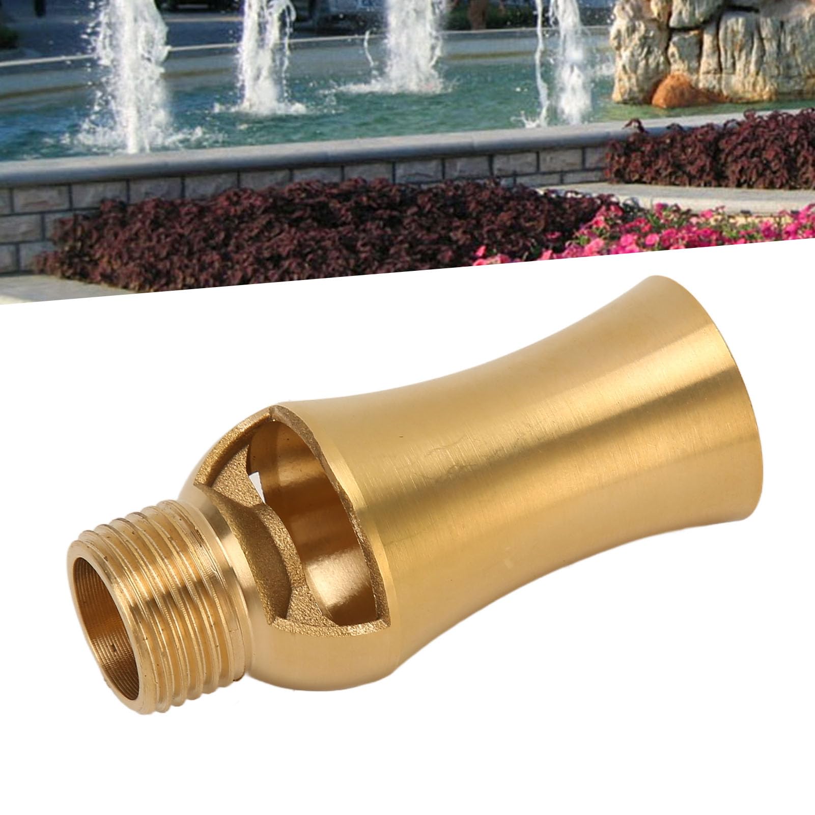 Ejoyous Boquilla para Fuente de Agua para Estanque, Cabezal Rociador de Cedro en Cascada con Torre de Hielo de Cobre, Boquilla para Fuente de Agua Ajustable de 90 Grados de 50 a 100 KPa para Jardín,