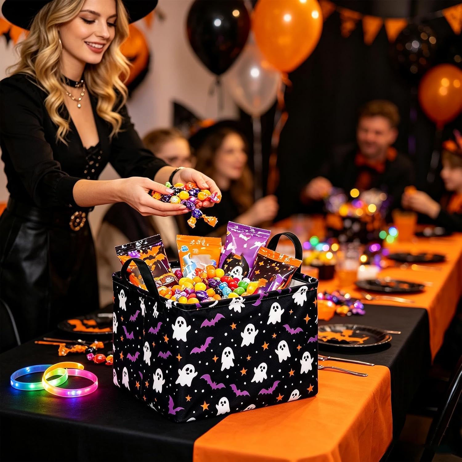 Spooky Storage Basket, Halloween Gift Basket, Holds Easily with Handle image 4