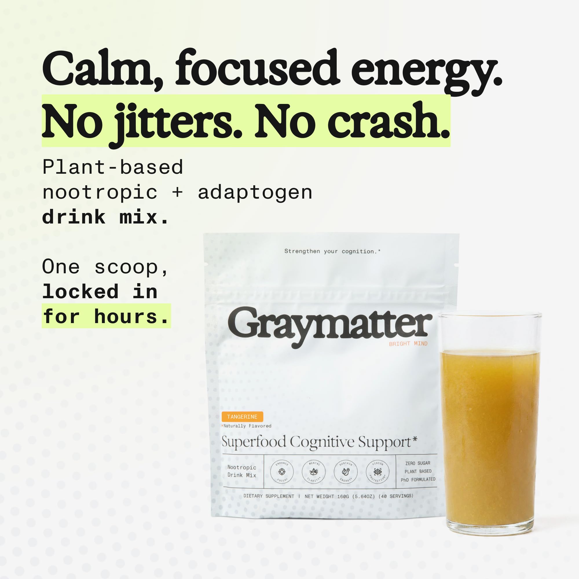 Graymatter Bright Mind Cognitive Support Powder - Tangerine, 40 Servings thumbnail 2