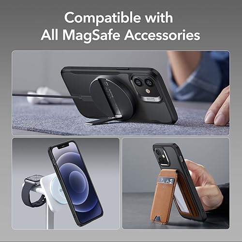 Vista 489 de ESR Funda para iPhone 15 Pro Max, compatible con MagSafe, de grado militar, negro transparente