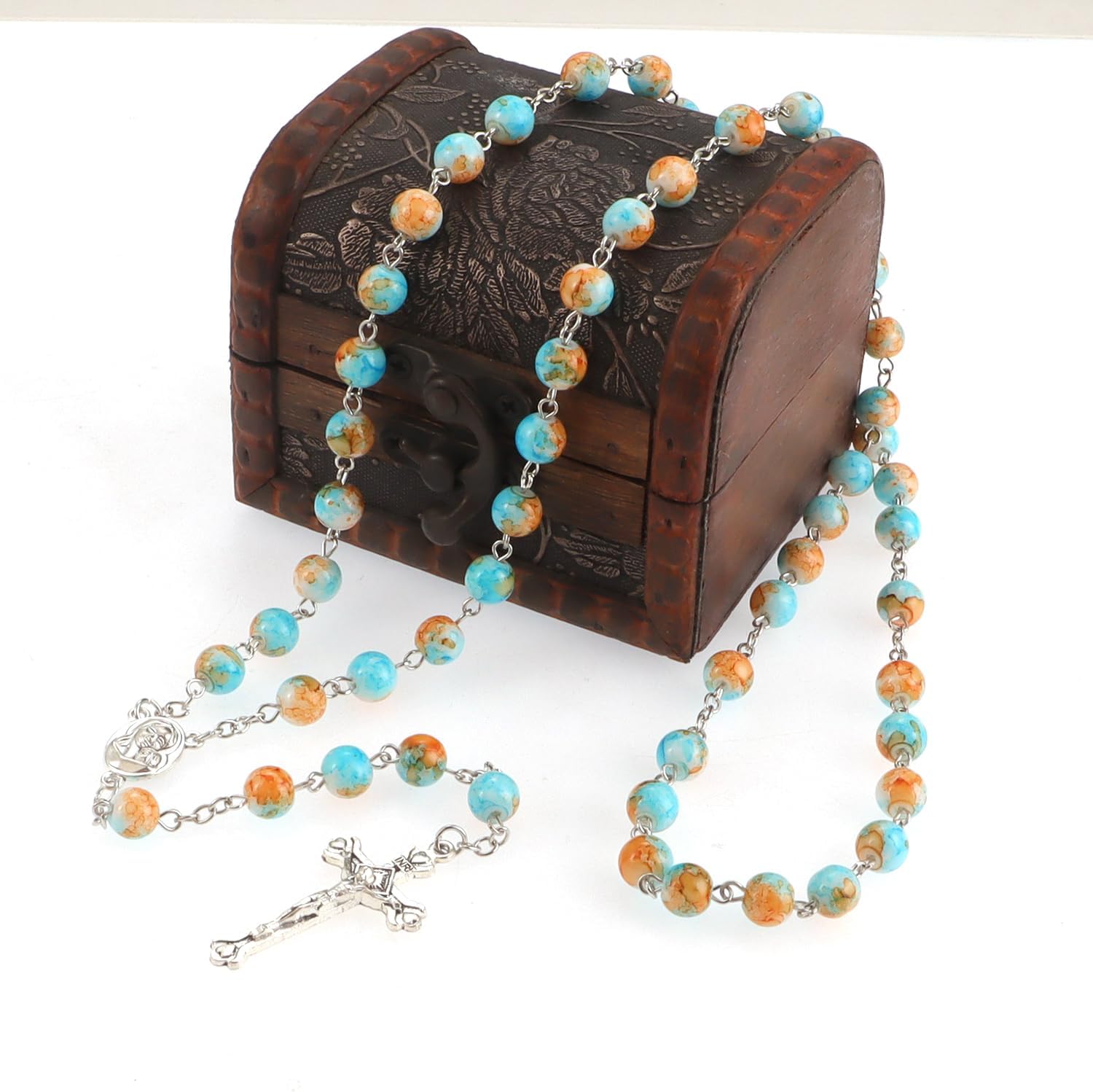 Catholic Rosary Beads for Women, Handmade Imitation Glass Pearl Rosary Necklace With Crucifix Cross, First Communion Gifts, Wall Crosses Christian Gifts - Image 3