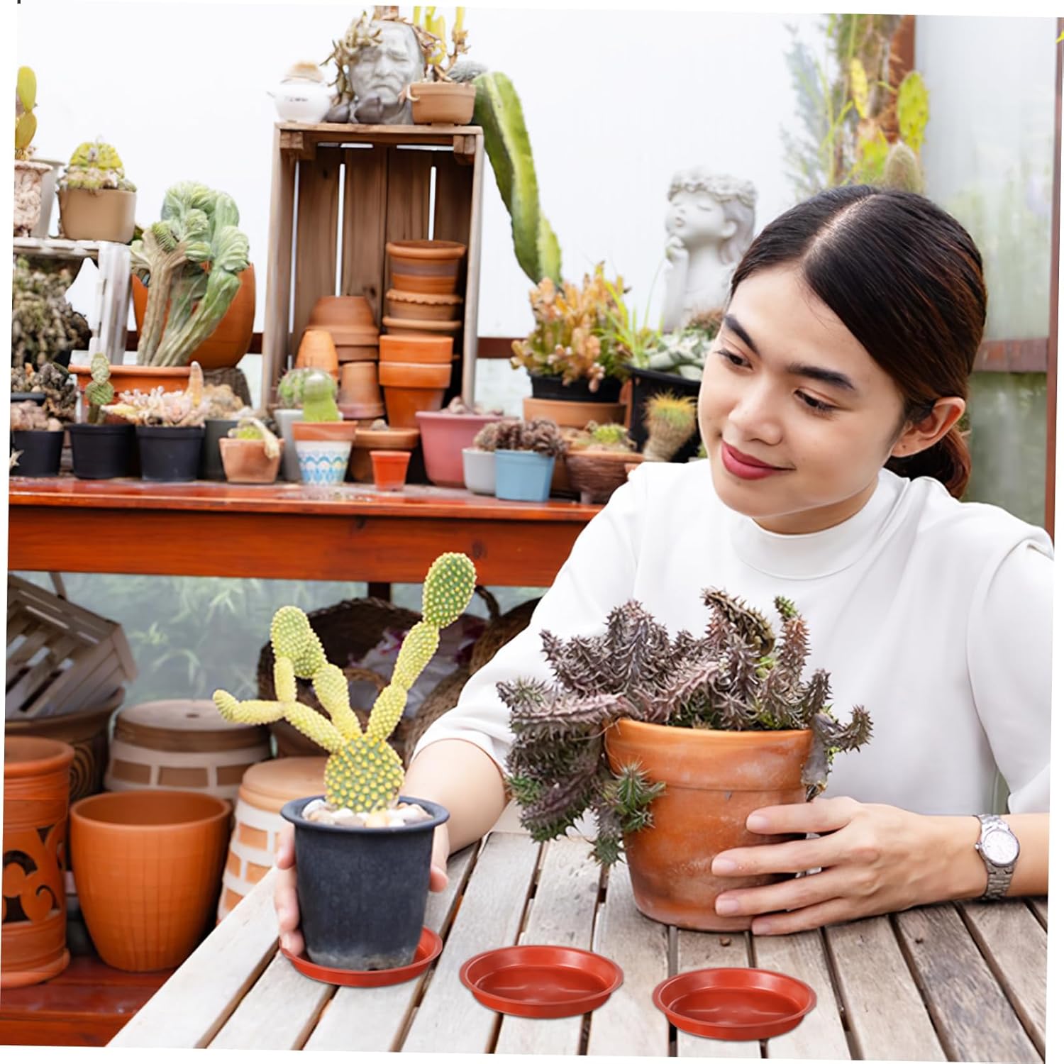 60pcs Plant Saucers Round Drip Trays for Potted Plants Easy to Clean Assorted Flower Pot Water Catchers for Indoor Gardening