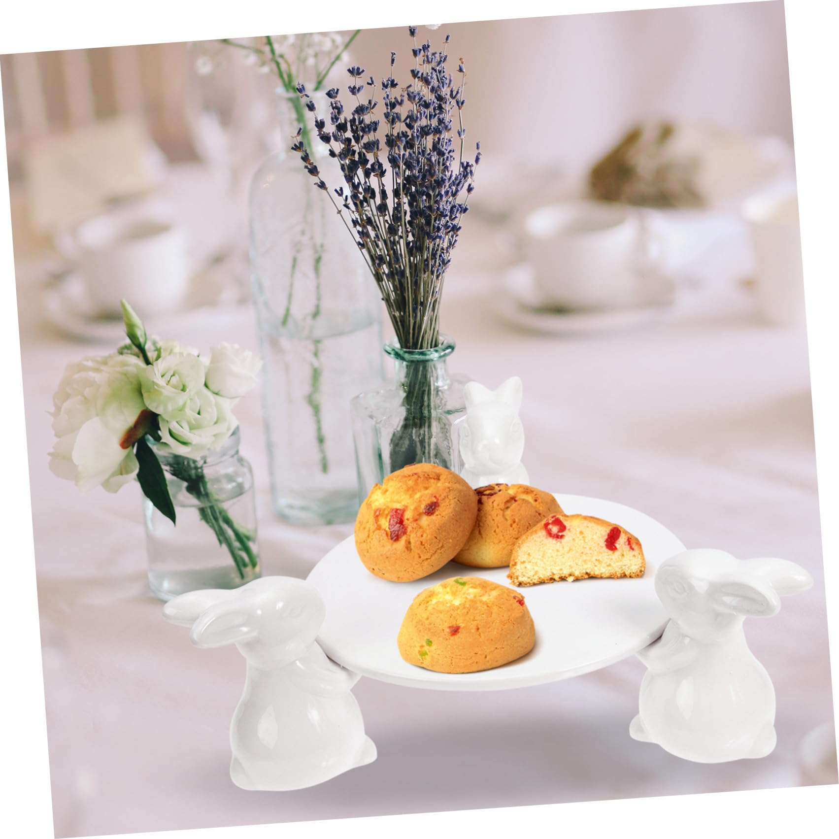 INOOMP Plato de Postre de Cerámica Conejo para Pascua y Té