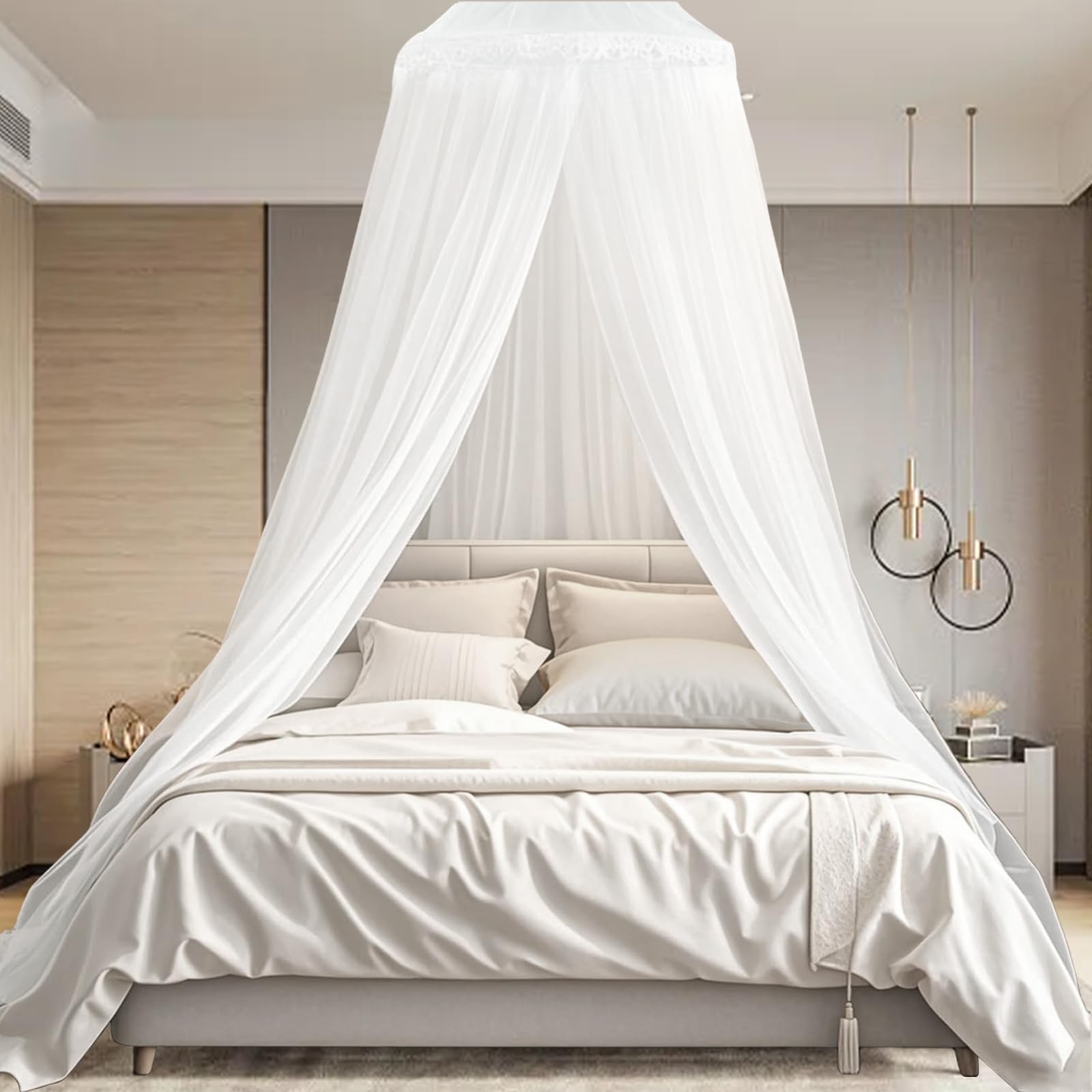 Zanzariera da Letto Zanzariera da Viaggio Letto Bambino Baldacchino per Amaca Casa Viaggi Campeggio 60x250x1050cm Bianco