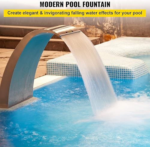Miniatura 2 de Happybuy Fuente de piscina de acero inoxidable de 17.7 x 11.8 x 23.6 pulgadas, fuente de piscina plateada, para piscinas en el suelo, jardín,