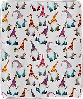 senya Throw Blanket for Couch, Christmas Gnomes Seamless Soft Cozy Bed Blanket for Kids Girls Boys