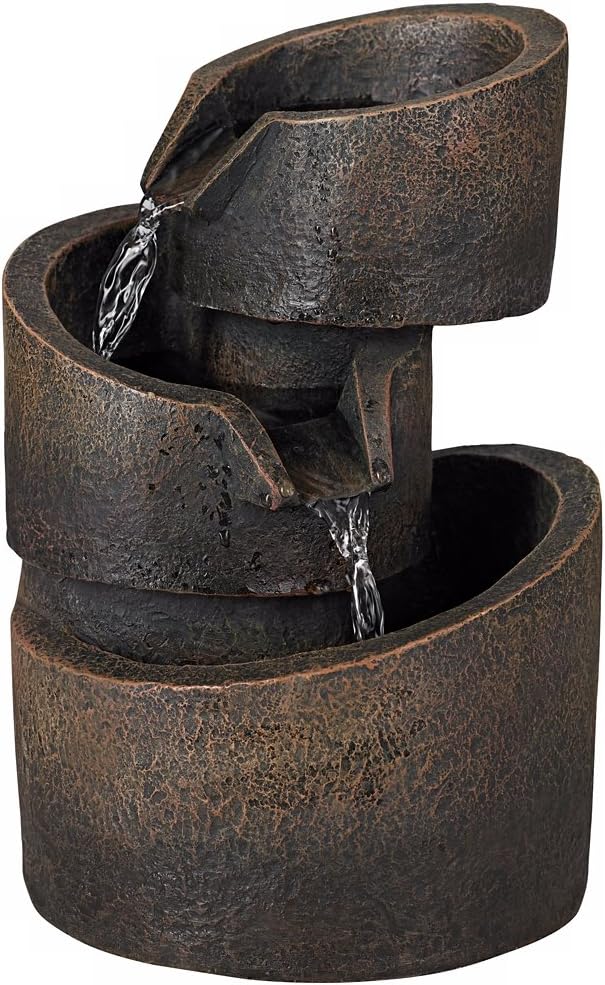 Bronze Faux Stone 3-Tier Tabletop Water Fountain