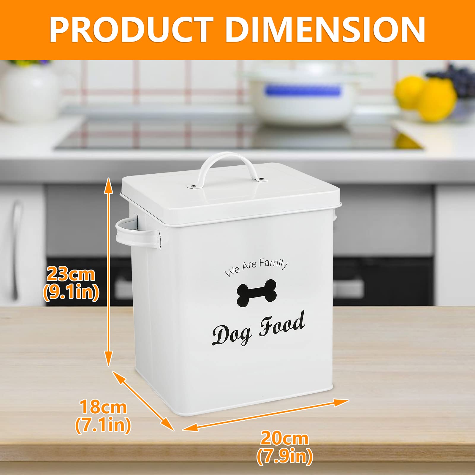 Geyecete Pet Treat and Food Storage Tin with Lid 5lbs Capacity