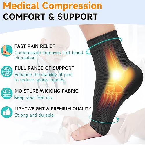 Miniatura 9 de Tofly calcetines de fascitis plantar, (1 par) calcetín de compresión para el cuidado del pie para hombres y mujeres, ayuda al arco, manga de