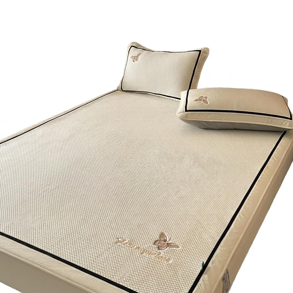 Drap rafraîchissant pour lit haut de gamme polyester beige motif papillon