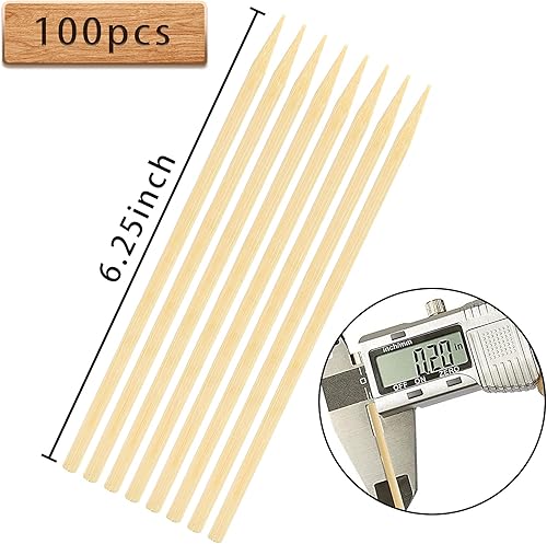 Miniatura 10 de HANSGO Brochetas de bambú natural a granel, pinchos de madera de 0.118 in y 8 pulgadas para aperitivo, frutas, cócteles, kabob, fuente de chocolate,