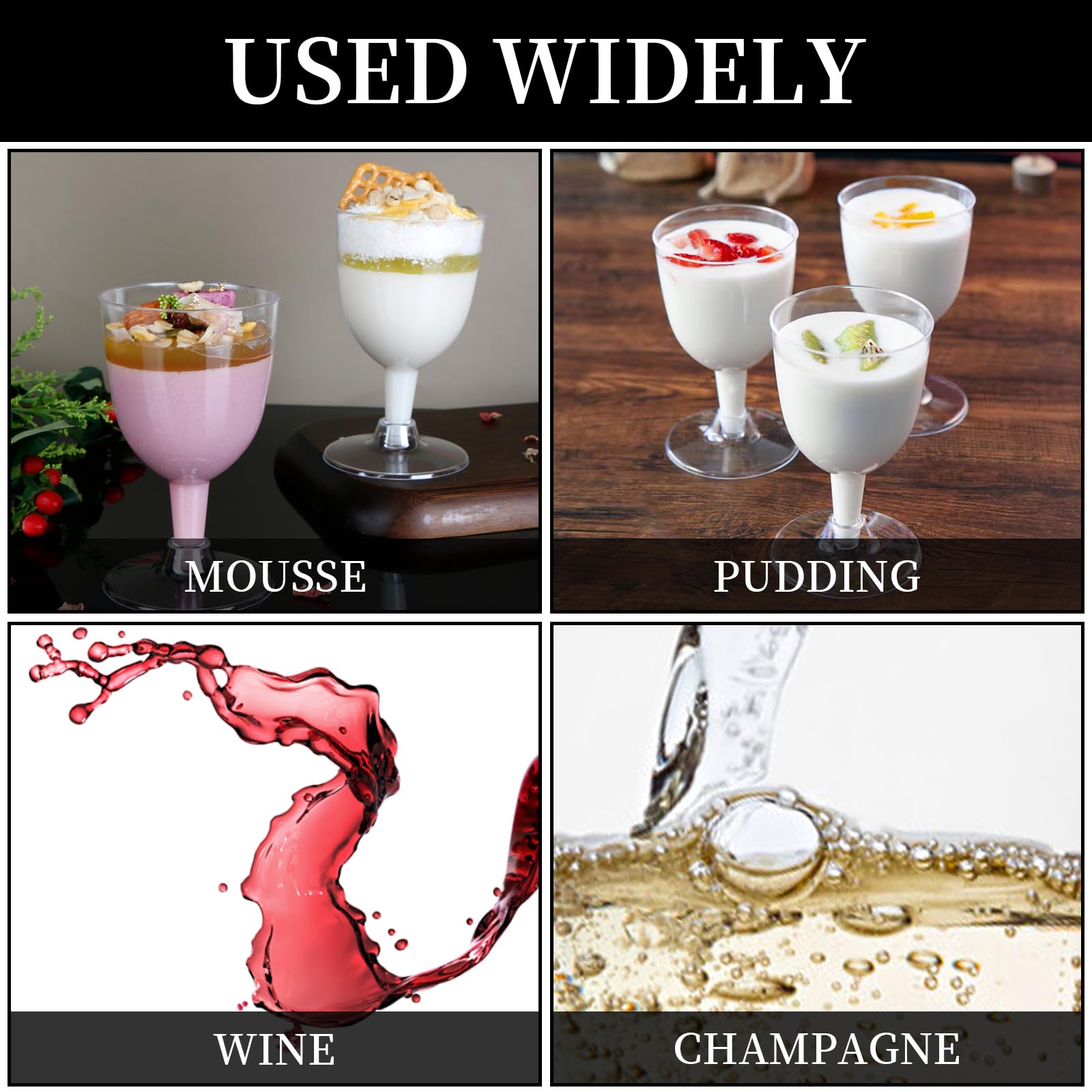 Verres à Vin En Plastique - 4 Pièces | 16,5 X 8 X 8 Cm | Verres à Vin Qui Peuvent