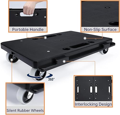 Miniatura 2 de Movers de muebles con ruedas, carrito móvil de muebles resistente, carrito portátil pequeño y plano con 4 ruedas para moverse, capacidad de 220