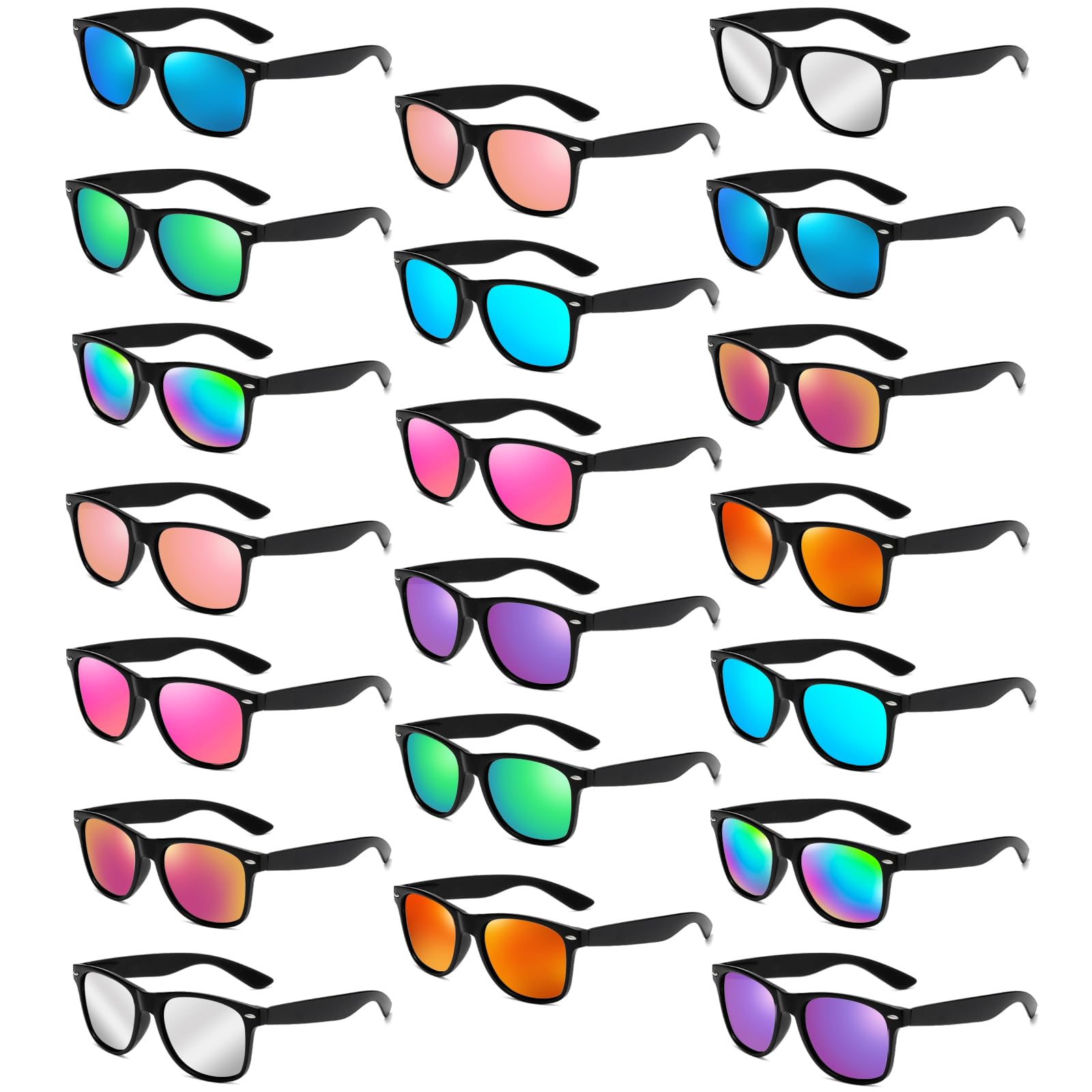 Pibupibu 10/20 Packs Adults Wholesale Neon Colors Square Retro Style Party Favors Sunglasses