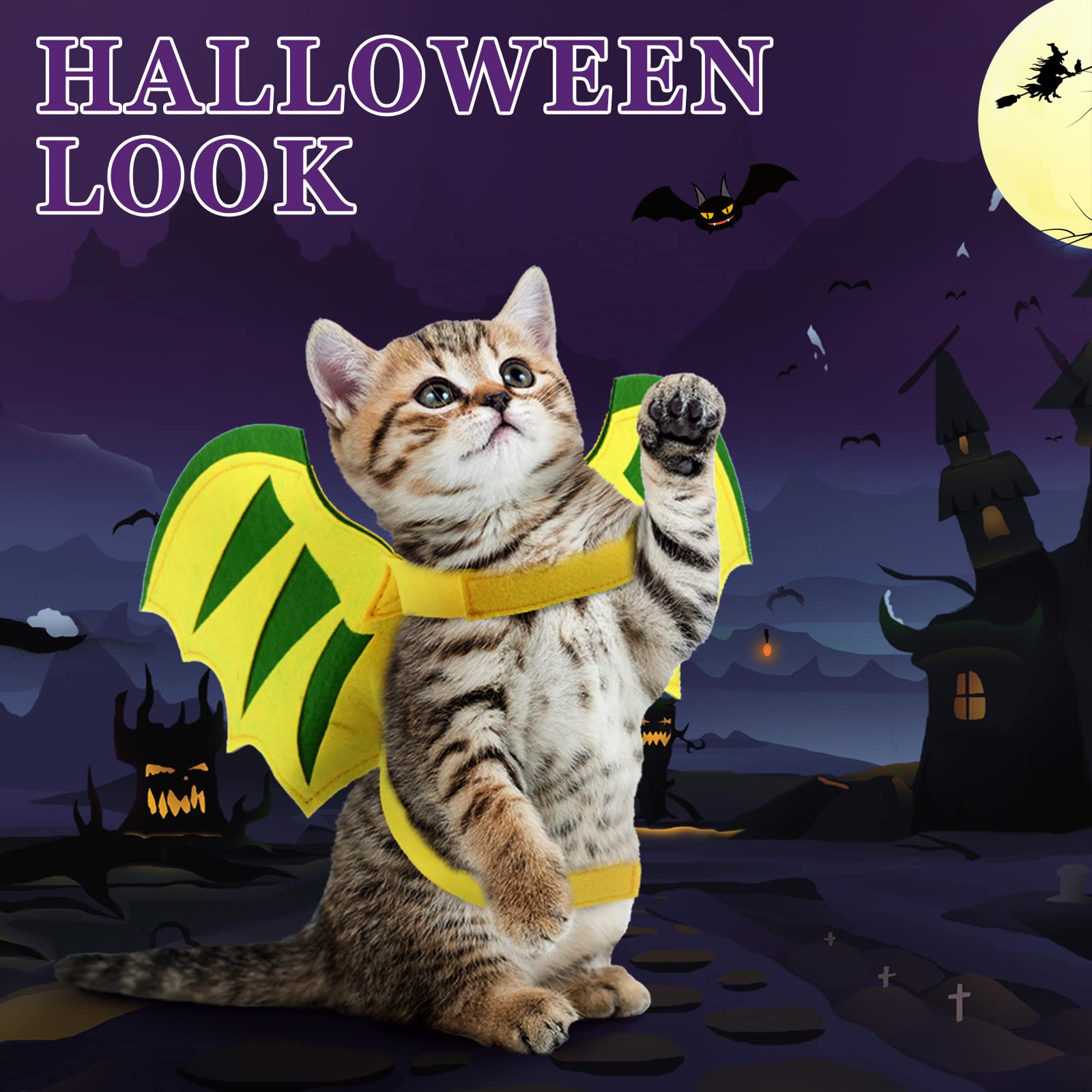 4-teiliges Katzen-Kostüm Set Für Halloween – Mit Umhang, Hut & Glöckchen Für Kleine Haustiere