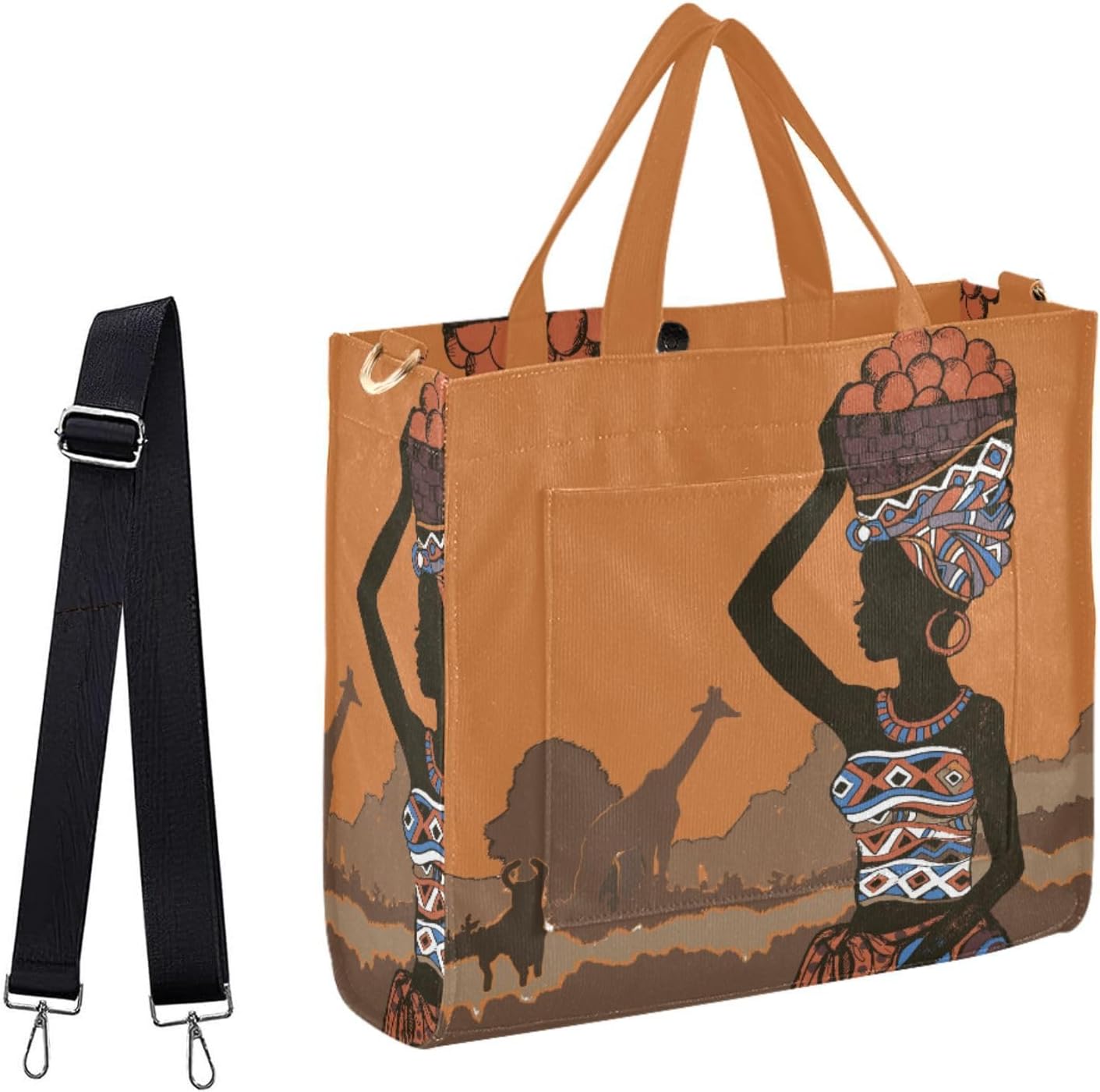 Naanle Beautiful Black Woman African Retro Big Satchel Crossbody Tote Bag&Handbag for Women Work Travel Shopping Sport