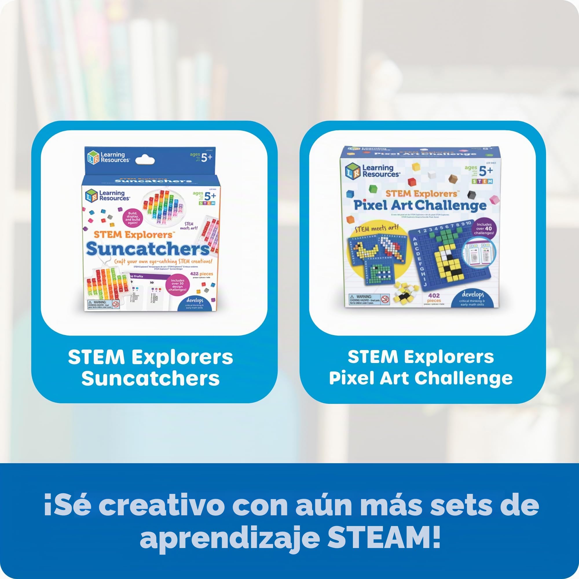 Learning Resources Stem Explorers Pixel Art Pro Juego Creativo con 750 Cubos para niños Desde 5 años