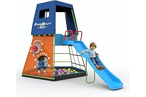 Explorer Adventure Climbing Fort with Platform, Playground Slide and Play Tent
