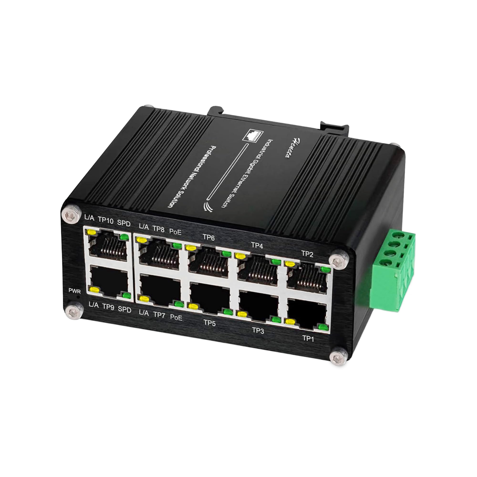 Industrial Hardened 10 Port Gigabit Ethernet PoE Switch, 8-Port 802.3at PoE+, 2 Uplink Ethernet Din Rail Switch, 20Gbps Switch Fabric, PoE Budget 240W for IP Camera,IP Phone,Wireless AP