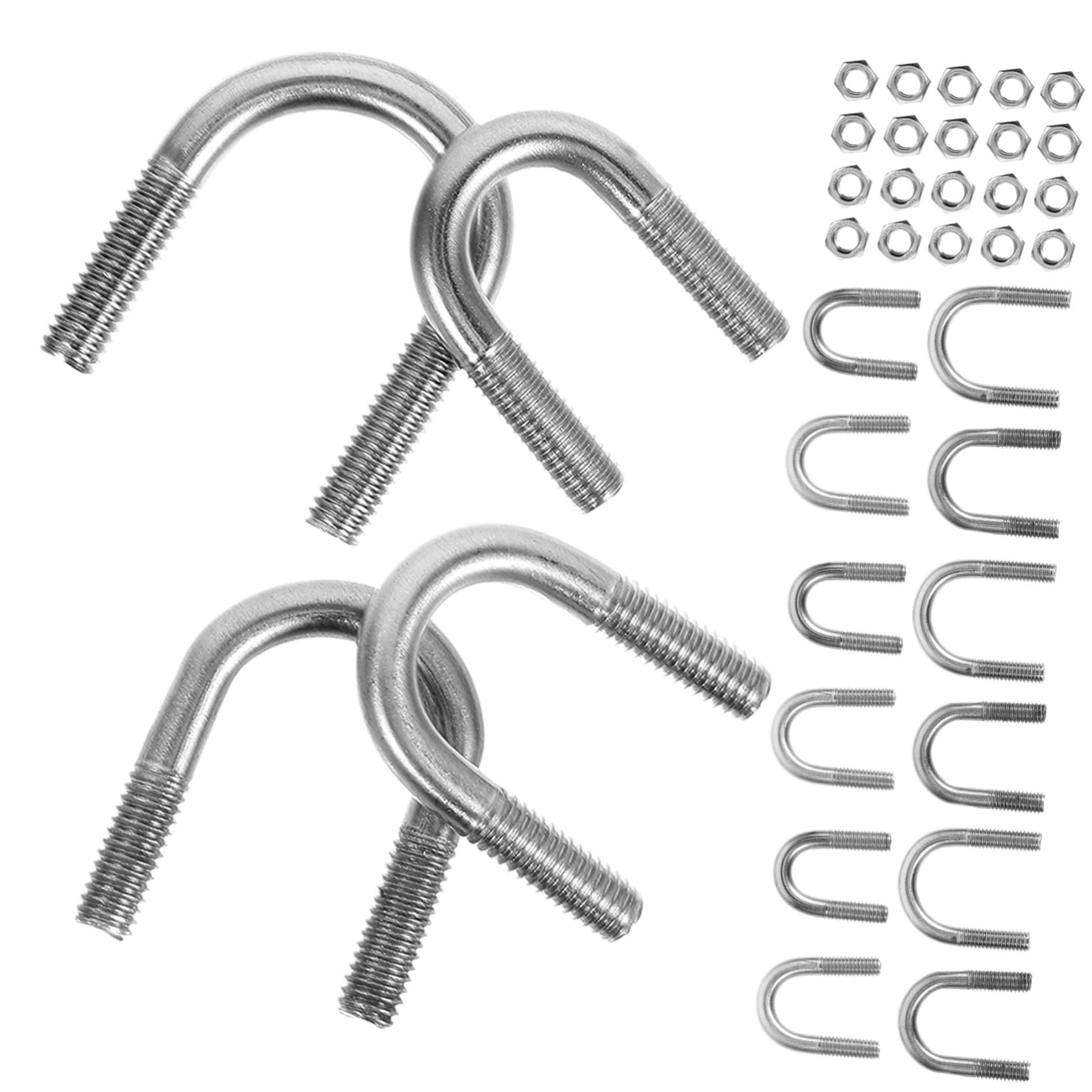 Cabilock 16pcs Assorted u Bolts Stainless Steel U-Bolts Nuts Pipe Clamps for Boat Trailer